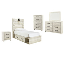 Load image into Gallery viewer, Cambeck Twin Panel Bed with 4 Storage Drawers with Mirrored Dresser, Chest and Nightstand
