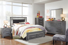 Load image into Gallery viewer, Lodanna Full Panel Bed with 2 Storage Drawers with Mirrored Dresser, Chest and 2 Nightstands

