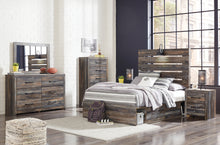 Load image into Gallery viewer, Drystan Twin Panel Bed with 2 Storage Drawers with Mirrored Dresser, Chest and 2 Nightstands
