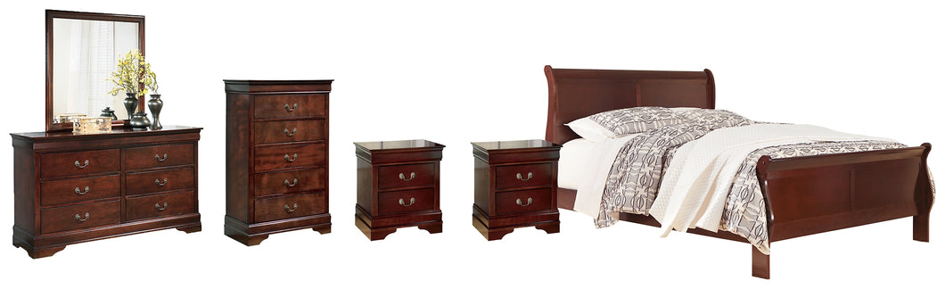 Alisdair California King Sleigh Bed with Mirrored Dresser, Chest and 2 Nightstands