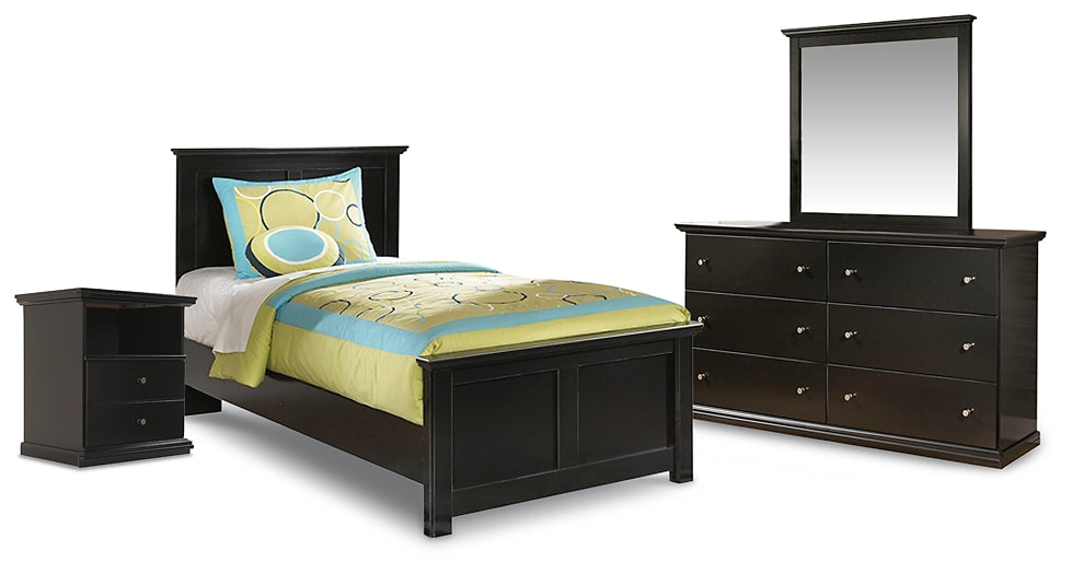 Maribel Twin Panel Bed with Mirrored Dresser and Nightstand