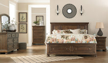 Load image into Gallery viewer, Flynnter California King Panel Bed with 2 Storage Drawers with Mirrored Dresser, Chest and Nightstand
