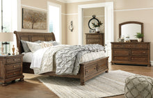 Load image into Gallery viewer, Flynnter  Sleigh Bed With 2 Storage Drawers With Mirrored Dresser, Chest And Nightstand
