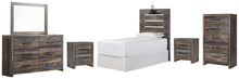 Load image into Gallery viewer, Drystan Twin Panel Headboard with Mirrored Dresser, Chest and 2 Nightstands
