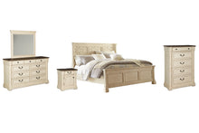 Load image into Gallery viewer, Bolanburg Queen Panel Bed with Mirrored Dresser, Chest and Nightstand
