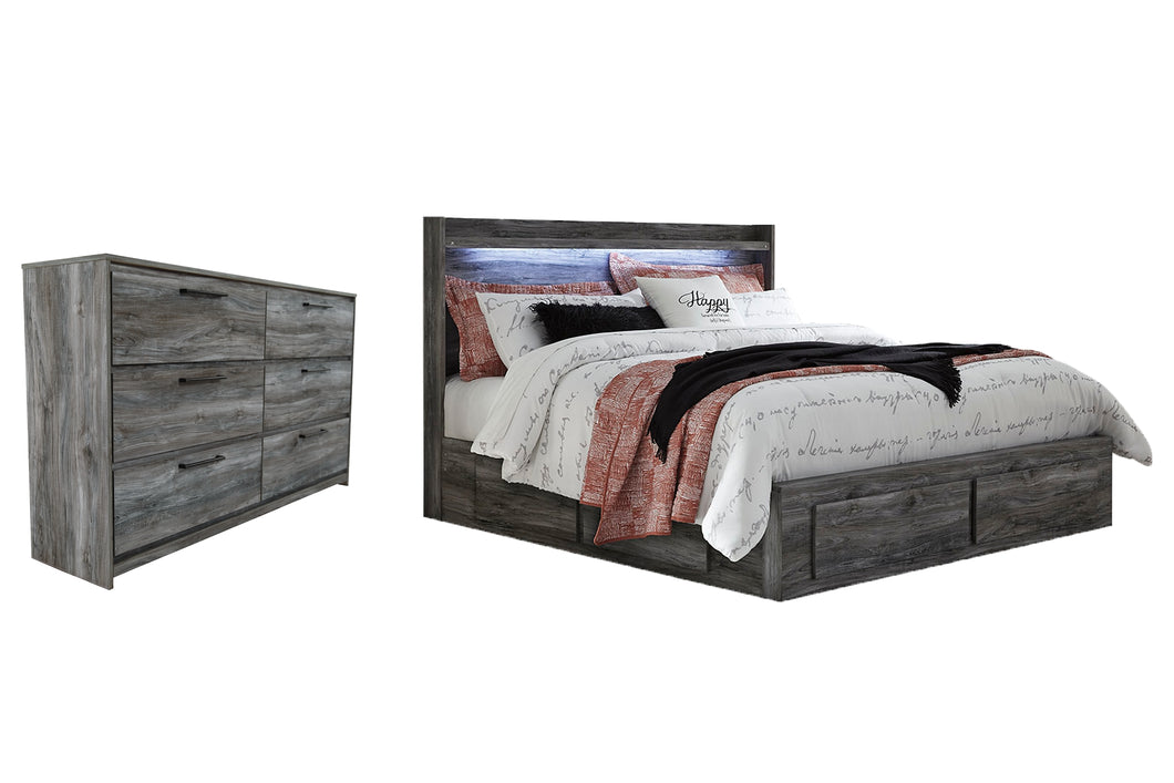 Baystorm King Panel Bed with 6 Storage Drawers with Dresser